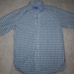 ⬇️$20 IZOD Mens Blue Plaid Button Down
